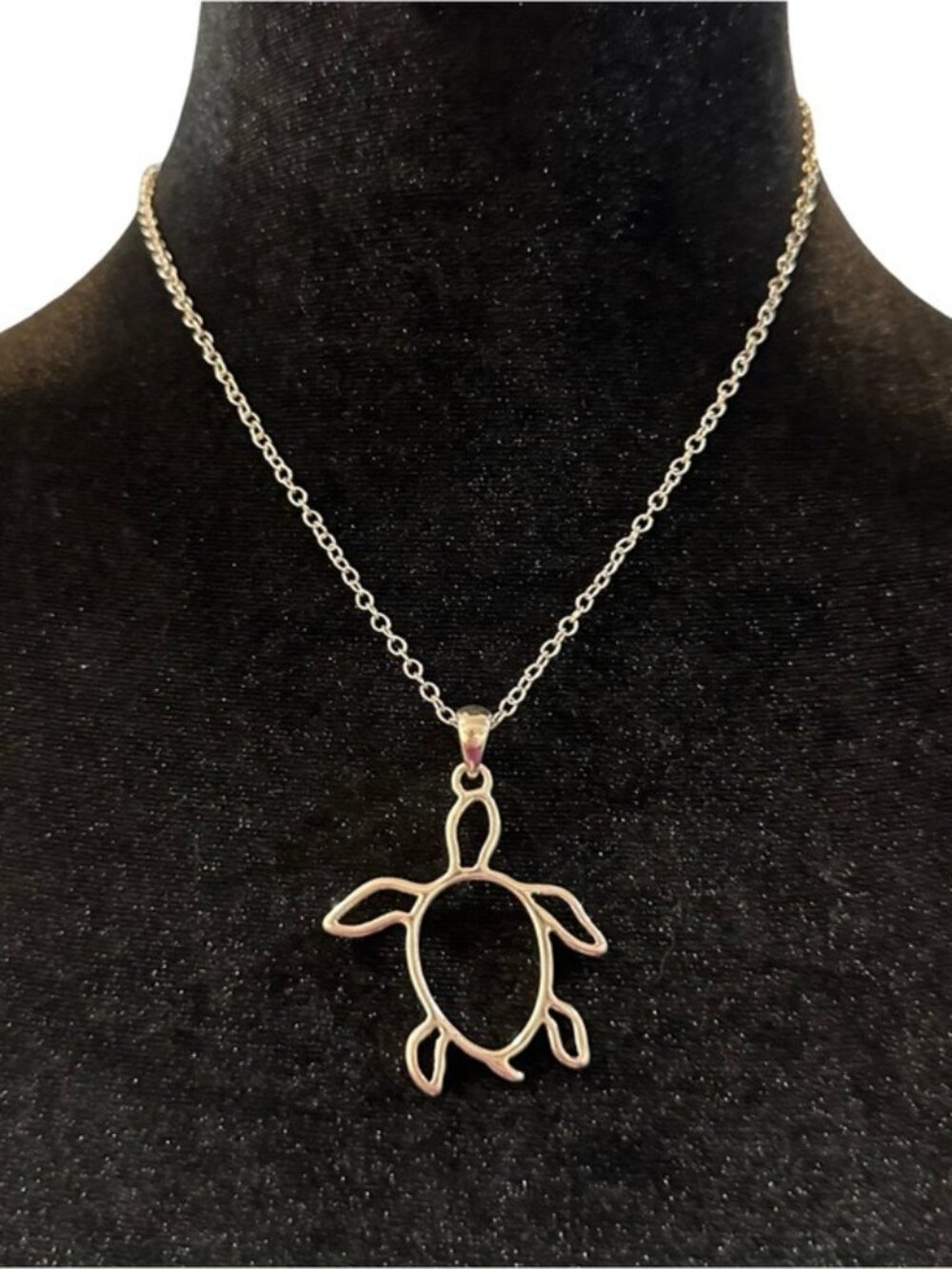 Turtle Pendant Necklace Silver Tone 18 - 20 Inch Length Ocean Sea Life Women